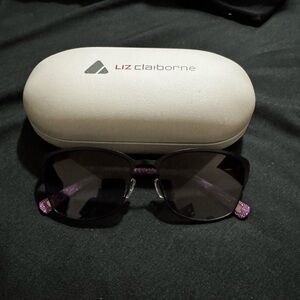 Liz Claiborne Women's Black Sunglasses with Purple Accents